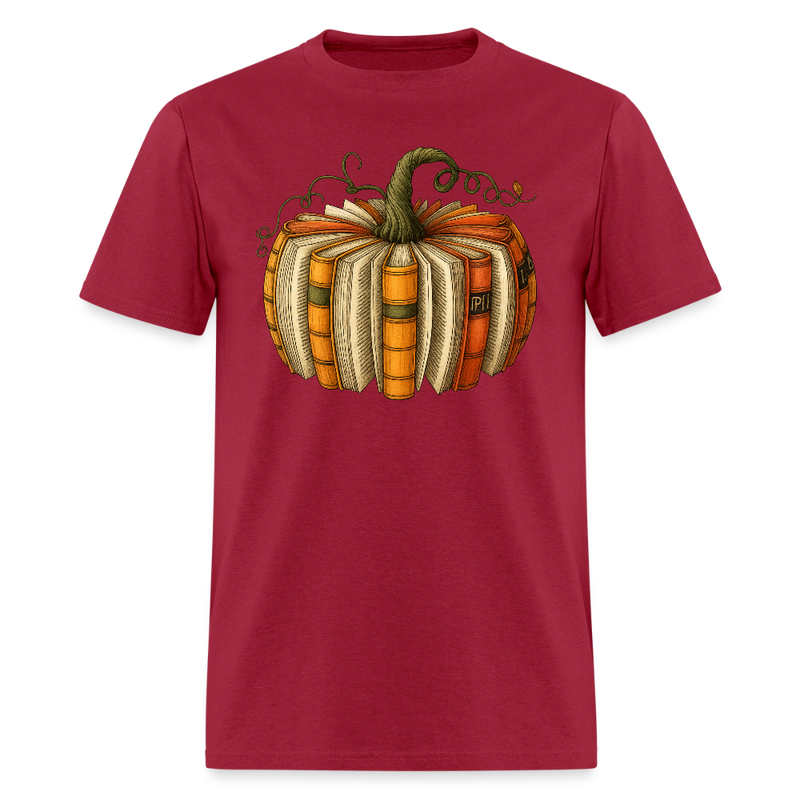 Halloween Pumpkin Book T Shirt - dark red