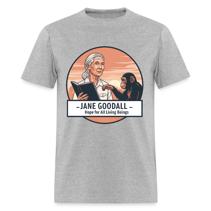 Jane Goodall Hope For All Living Beings T Shirt - 2 - heather gray