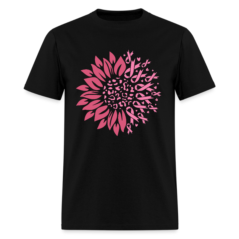 Sunflower Ribbon Breast Cancer Awareness Month T Shirt - black