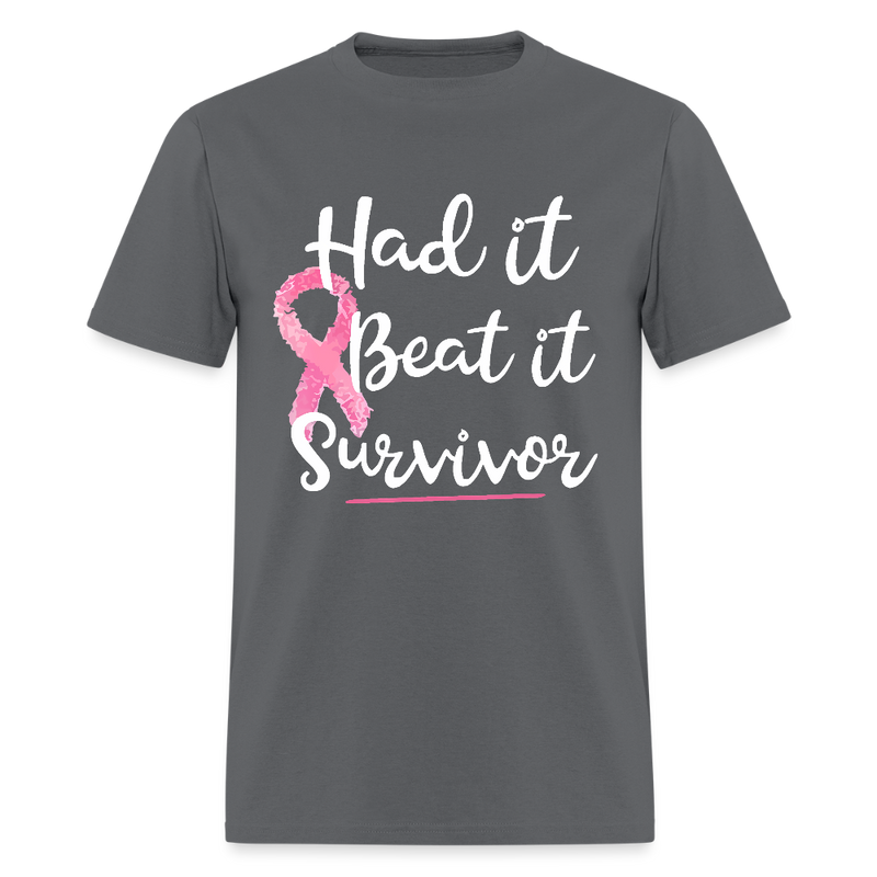 Had it Beat it Survivor Breast Cancer Awareness Month T Shirt - charcoal