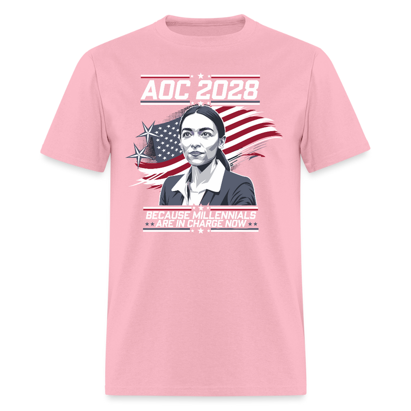 AOC 2028 Because Millennials Are in Charge Now T Shirt - pink