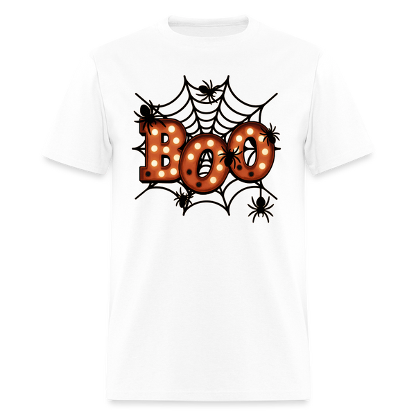 Boo Spider Web Halloween T Shirt - white