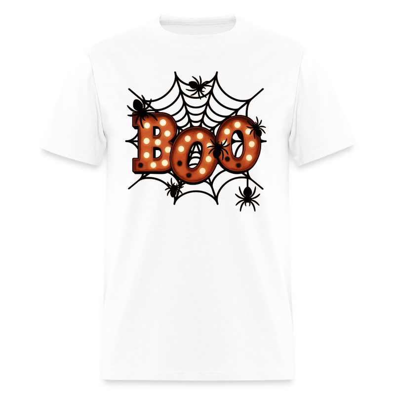 Boo Spider Web Halloween T Shirt - white