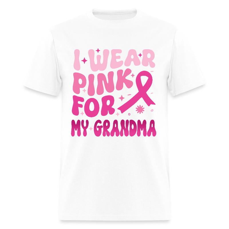 I Wear Pink For My Grandma Breast Cancer Awareness Month T Shirt - white