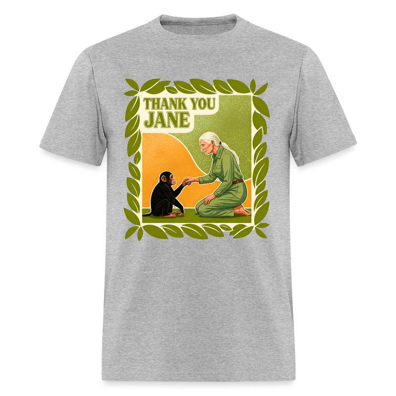 Thank You Jane Goodall T Shirt - 4 - heather gray