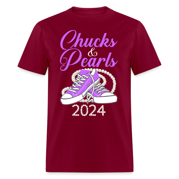 Chucks and Pearls T Shirt - burgundy