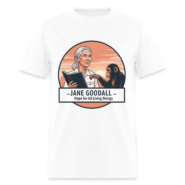 Jane Goodall Hope For All Living Beings T Shirt - 2 - white