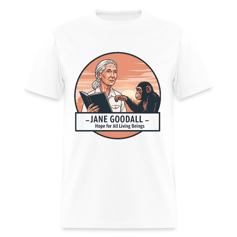 Jane Goodall Hope For All Living Beings T Shirt - 2 - white