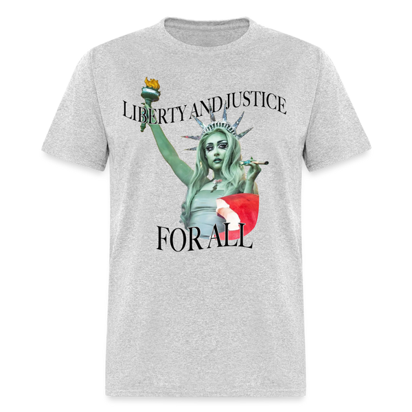 Liberty And Justice For All T Shirt - heather gray