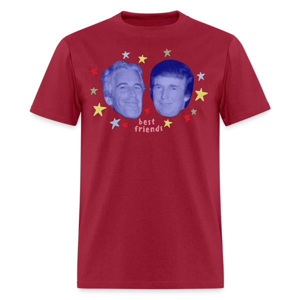 Retro Jeffrey Epstein and Donald Trump Best Friends T Shirt - dark red