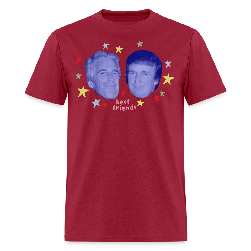 Retro Jeffrey Epstein and Donald Trump Best Friends T Shirt - dark red