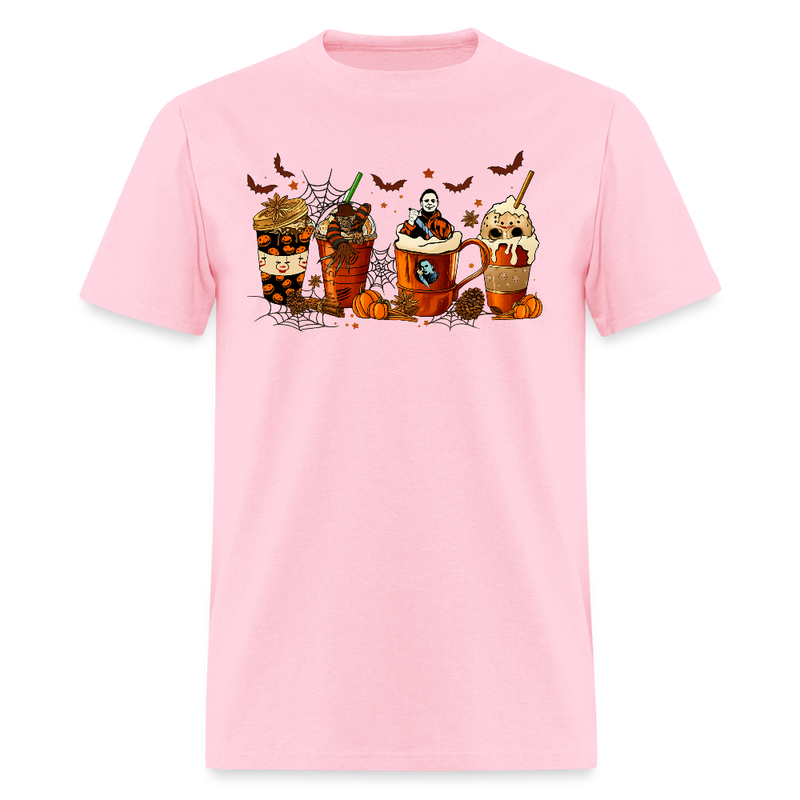 Skeleton Coffee Cups Halloween T Shirt - pink
