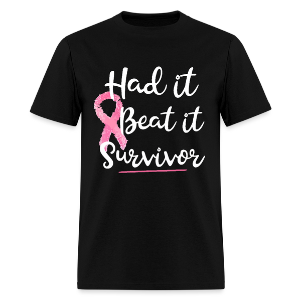 Had it Beat it Survivor Breast Cancer Awareness Month T Shirt - black