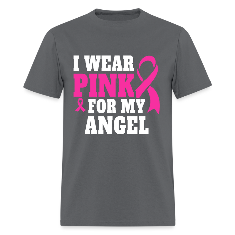 Breast Cancer Awareness Month Wear Pink For My Angel T Shirt - charcoal