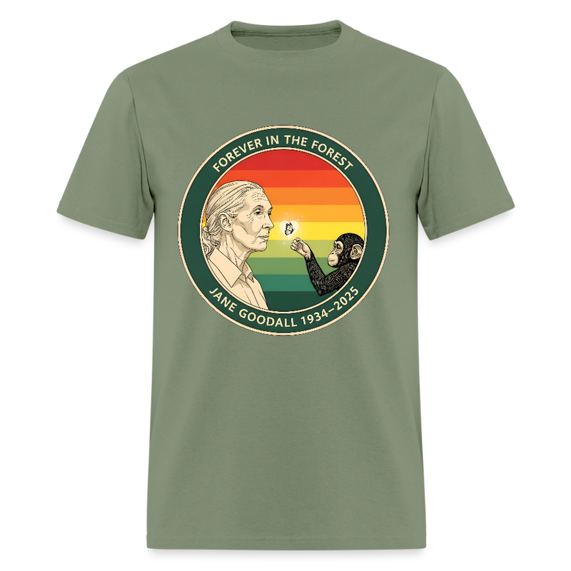Jane Goodall Forever In The Forest T Shirt - military green