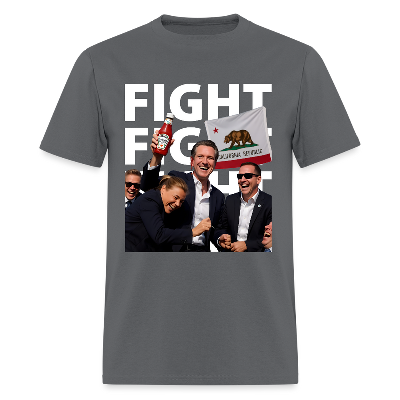 Gavin Newsom Fight Fight T Shirt - charcoal