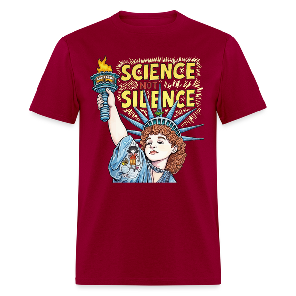 Science Not Silence T Shirt - 2 - dark red