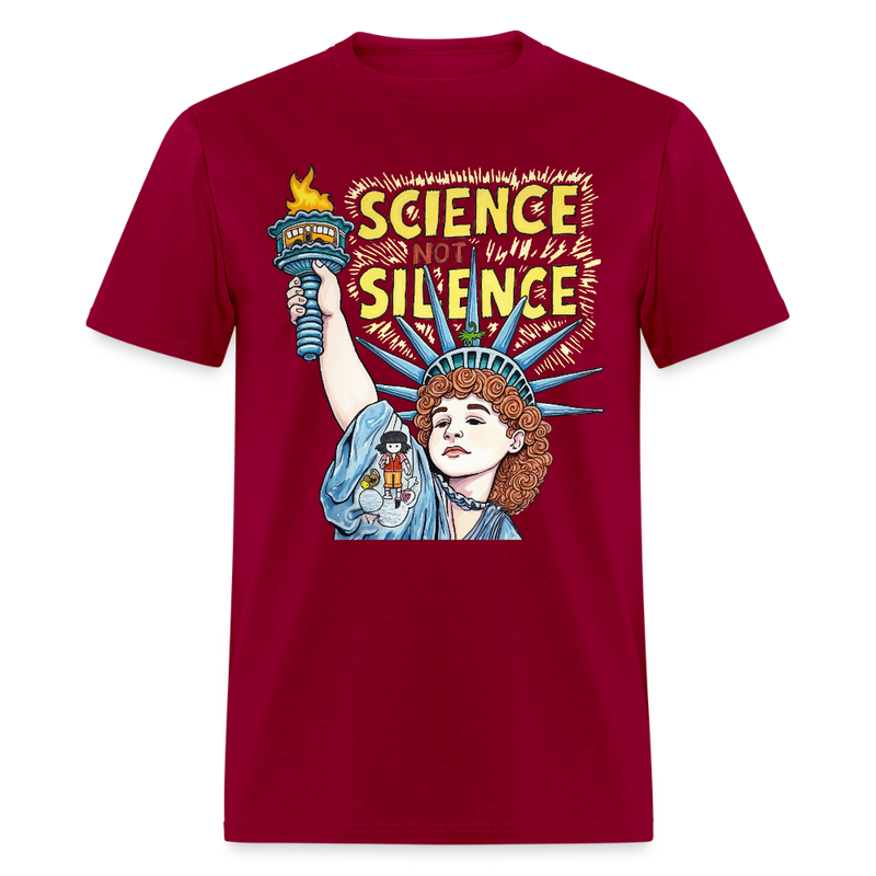 Science Not Silence T Shirt - 2 - dark red