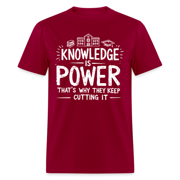 Knowledge Is Power T Shirt - dark red
