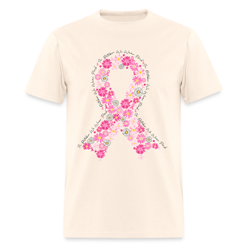 Pink Ribbon Daisy Breast Cancer Awareness Month T Shirt - natural