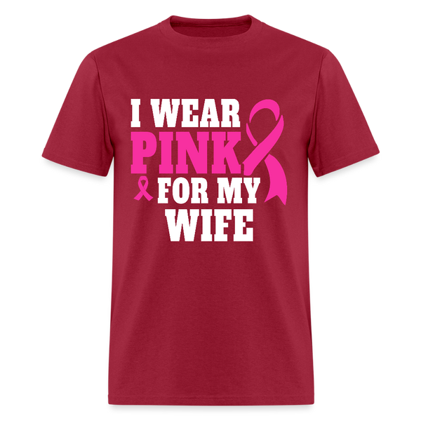 Breast Cancer Awareness Month Wear Pink For My Wife T Shirt - dark red