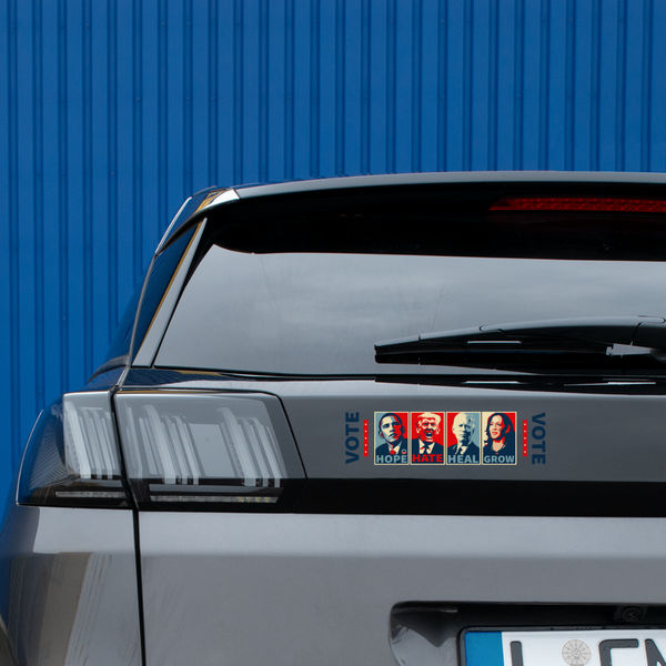 Vote Hope Hate Heal Grow Bumper Sticker - white matte