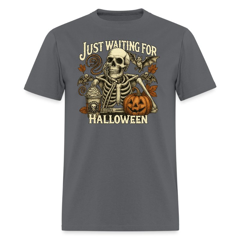 Just Waiting for Halloween T Shirt - charcoal