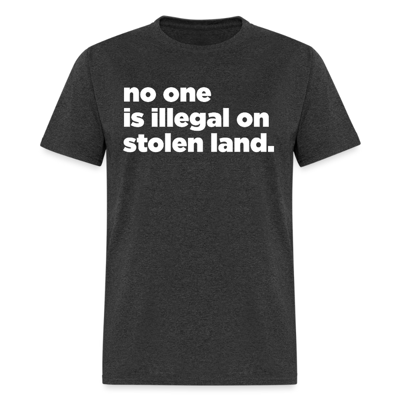 No One Is Illegal On Stolen Land T Shirt - 2 - heather black