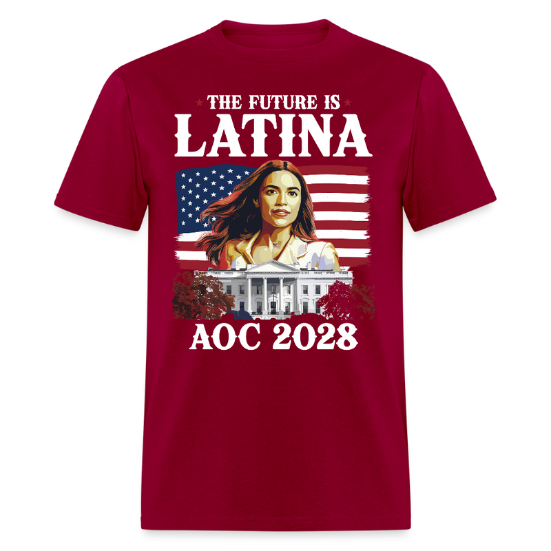 The Future Is Latina AOC 2028 T Shirt - dark red