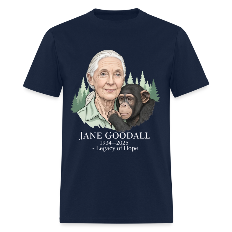 Jane Goodall Tribute Legacy Of Hope T Shirt - navy