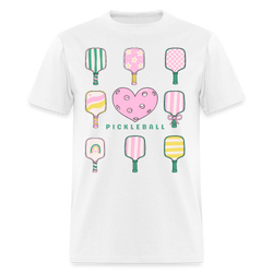 Retro Pink Pickleball T Shirt - white