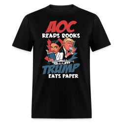 AOC Reads Books Trump Eats Paper T Shirt - black