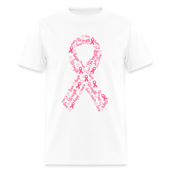 Hope Love Strength Breast Cancer Awareness Month T Shirt - white