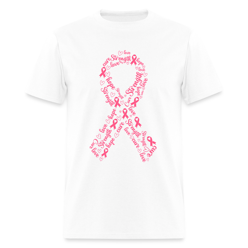 Hope Love Strength Breast Cancer Awareness Month T Shirt - white