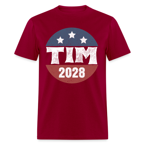 Tim Walz 2028 T Shirt - dark red