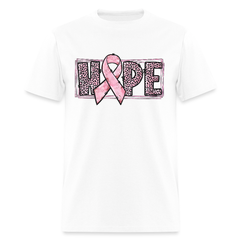 Hope Pink Ribbon Breast Cancer Awareness Month T Shirt - white