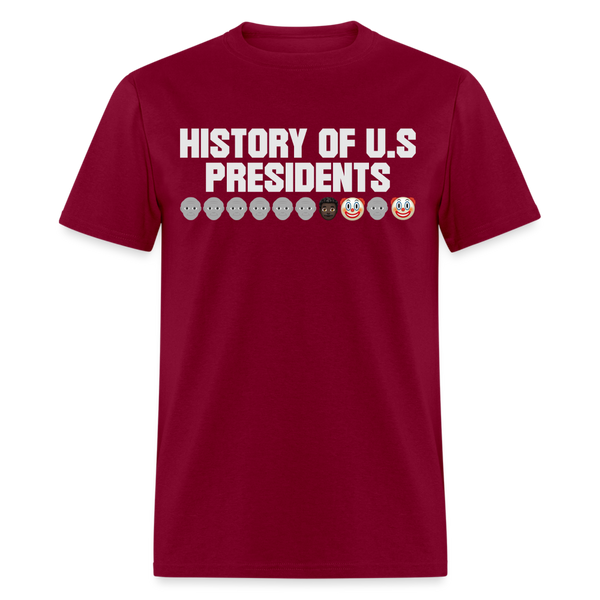 History Of US Presidents T Shirt - 2 - burgundy