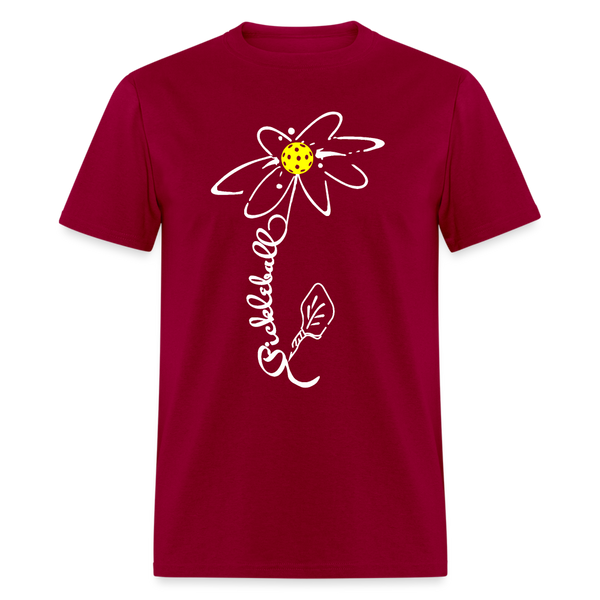 Pickleball Flower T Shirt - dark red