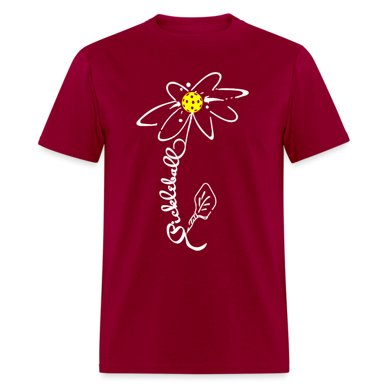 Pickleball Flower T Shirt - dark red