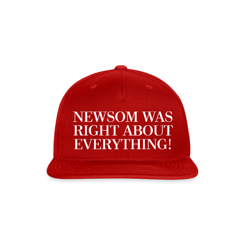 Newsom Was Right About Everything Snapback Hat - red