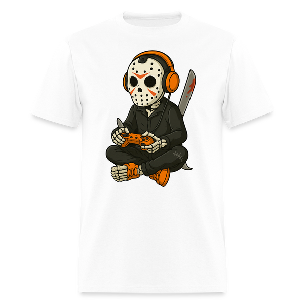 Skeleton Gamer Halloween T Shirt - white