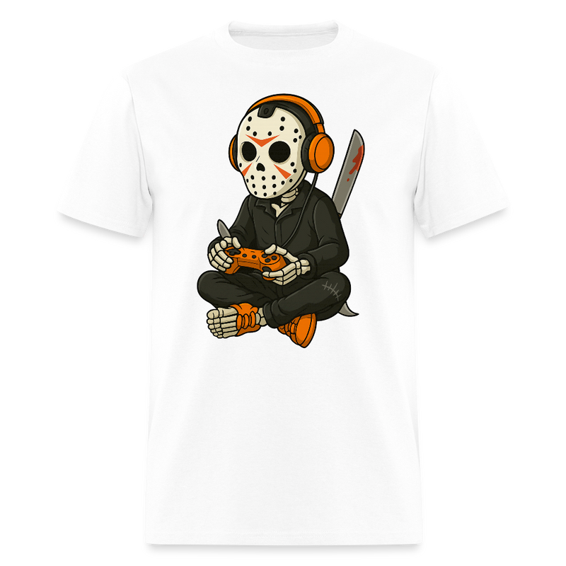 Skeleton Gamer Halloween T Shirt - white
