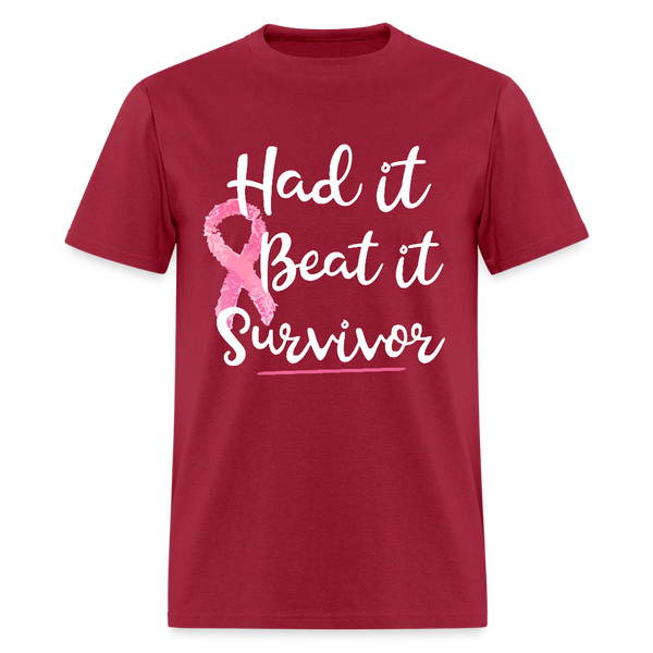 Had it Beat it Survivor Breast Cancer Awareness Month T Shirt - dark red