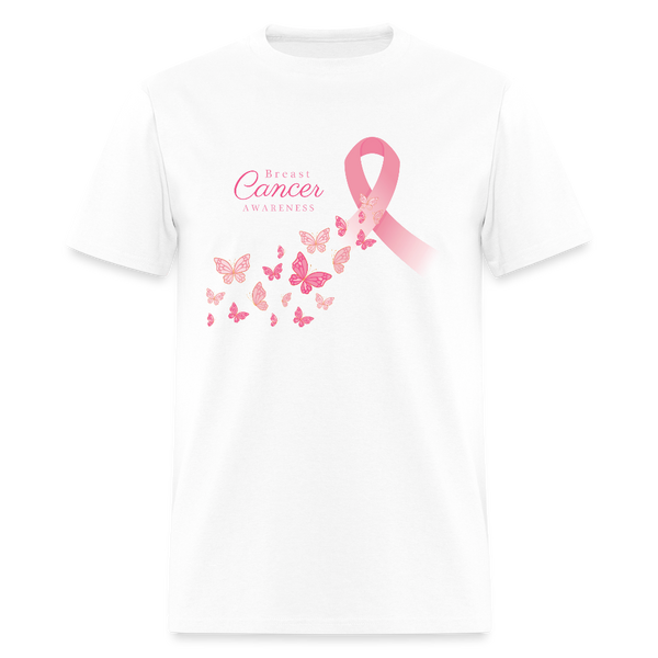 Butterfly Breast Cancer Awareness Month T Shirt - white