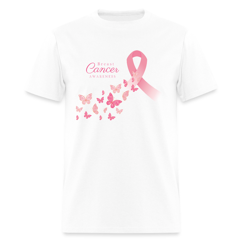 Butterfly Breast Cancer Awareness Month T Shirt - white