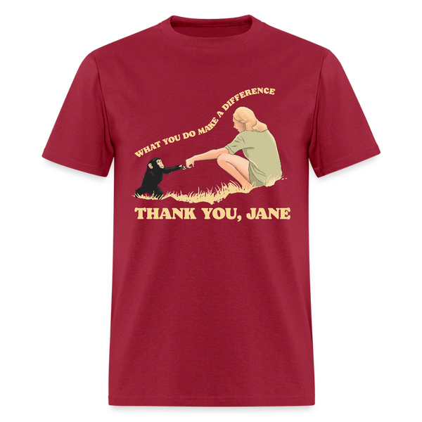 Thank You Jane Goodall What You Do Makes A Difference T Shirt - dark red