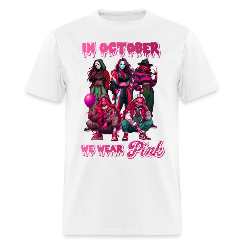In October We Wear Pink T Shirt - white
