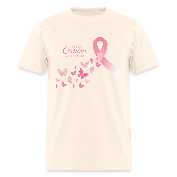 Butterfly Breast Cancer Awareness Month T Shirt - natural