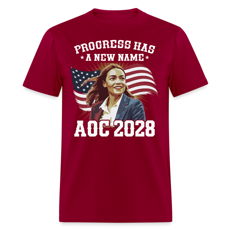 Progress Has a New Name AOC 2028 T Shirt - dark red