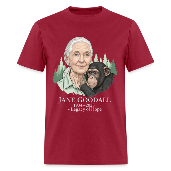 Jane Goodall Tribute Legacy Of Hope T Shirt - dark red
